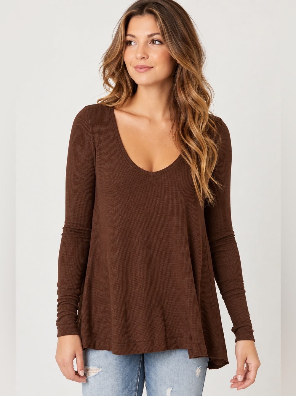 NWT Free People Malibu Thermal Top in Fig | Large